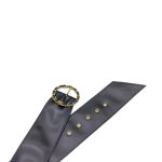Chanel Women’s Round Buckle Belt In Black Lambkin With Gold Hardware 50mm