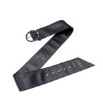 Chanel Women’s Round Buckle Belt In Black Lambkin With Gold Hardware 50mm