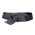 Chanel Women’s Round Buckle Belt In Black Lambkin With Gold Hardware 50mm