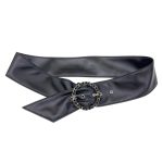 Chanel Women’s Round Buckle Belt In Black Lambkin With Gold Hardware 50mm